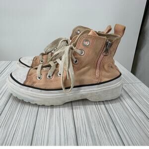 Converse Chuck Lugged Lift Hi Platform Sneaker Coral Canvas Kids Size 4 A03968C‎